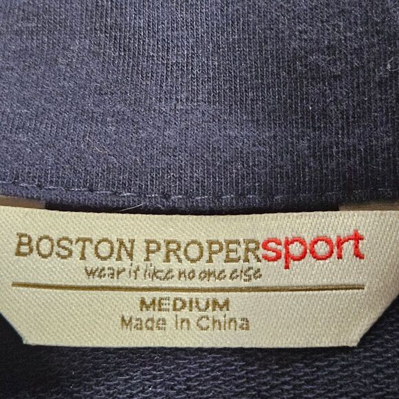 Boston Proper Sport Navy Blue Intricate Embroidery Long Sleeve Full Zip Jacket - Picture 9 of 12